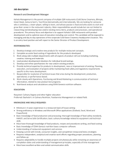 Job description Research and Development Manager