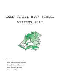 lake placid high school writing plan