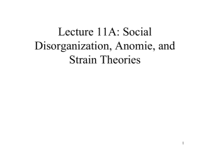 Lecture 11A: Social Disorganization, Anomie, and Strain Theories