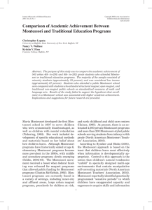 Comparison Of Academic Achievement Between Montessori