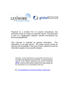 Prepared by a member firm of Lexwork International