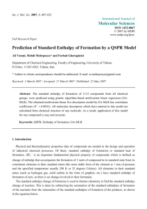 Prediction of Standard Enthalpy of Formation by a QSPR Model