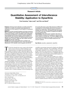 Quantitative Assessment of Interutterance Stability