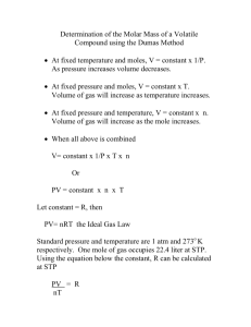 Determination of the Molar Mass of a Volatile Compound using the