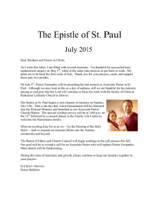 July 2015 Epistle - St. Paul Lutheran Church