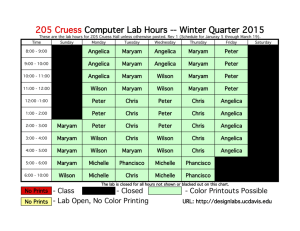 205 Cruess Computer Lab Hours -