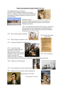 Main Events during the Classical Period (1750-1825