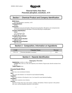 Material Safety Data Sheet Potassium phosphate