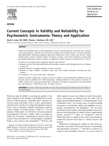 Current Concepts in Validity and Reliability for Psychometric