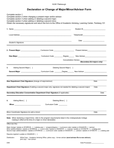 Change of Major/Minor/Advisor Form