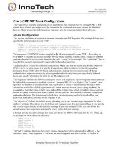 Cisco CME SIP Trunk Configuration
