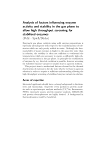 Analysis of factors influencing enzyme activity and stability in the gas