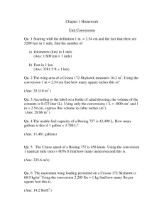 Chapter 1 Homework Unit Conversions Qu. 1 Starting with the