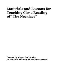 Materials and Lessons for Teaching Close Reading of “The Necklace”