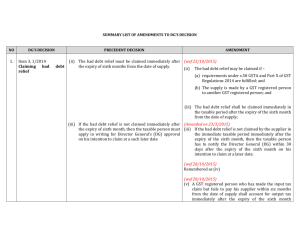v) Summary List of Amendments to DG's Decision