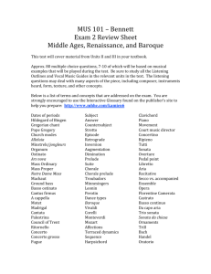 MUS 101 – Bennett Exam 2 Review Sheet Middle Ages