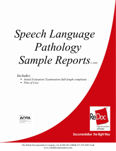 Speech Language Pathology Sample Reports