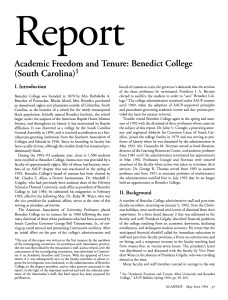 Academic Freedom and Tenure: Benedict College (South Carolina)1
