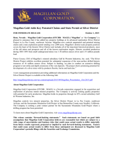 Press release  - Magellan Gold Corp