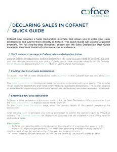 declaring sales in cofanet quick guide