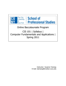 Online Baccalaureate Program CIS 101 | Syllabus