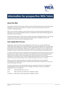 Information for prospective WEA Tutors