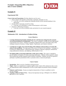 Examples: Integrating IDEA Objectives into a Course Syllabus