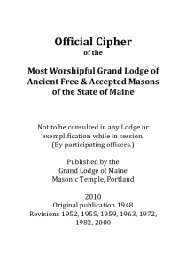 Official Cipher - Grand Lodge of Maine