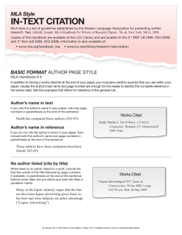 MLA worksheet practice ANSWERS