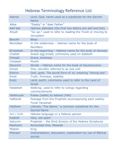 Hebrew Terminology Reference List