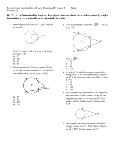 G.G.51: Arcs Determined by Angles 4: Investigate theorems about