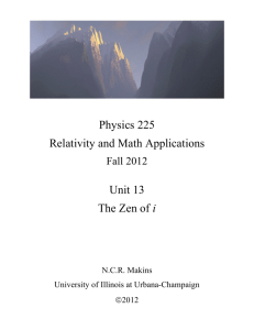 Physics 225 Relativity and Math Applications Unit 13 The Zen of i