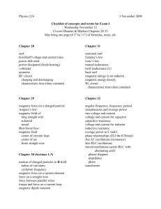 Physics 216 3 November 2008 Checklist of concepts and terms for
