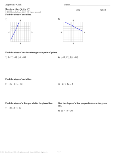 Algebra 2 - Review for Quiz #2