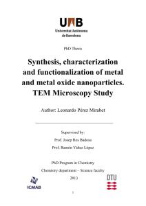 Synthesis, characterization and functionalization of metal and
