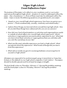 Edgar High School Final Reflection Paper