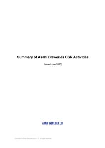 Summary of Asahi Breweries CSR Activities