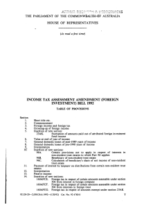 income tax assessment amendment (foreign investment) bill 1992