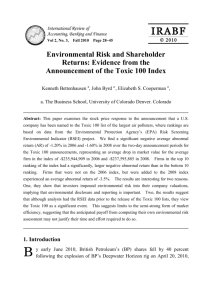 Environmental Risk and Shareholder Returns: Evidence from the
