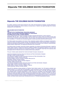 Stipendia THE GOLDMAN SACHS FOUNDATION
