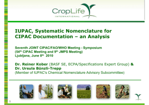 IUPAC, Systematic Nomenclature for CIPAC Documentation – an