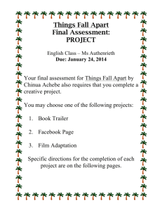 Things Fall Apart Final Assessment: PROJECT