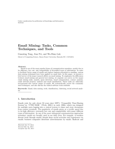 Email Mining: Tasks, Common Techniques, and Tools