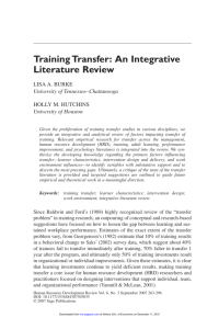 Training Transfer: An Integrative Literature Review