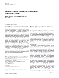 The role of individual differences in cognitive training and transfer