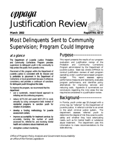 Justification Report: Most Delinquents Sent to Community