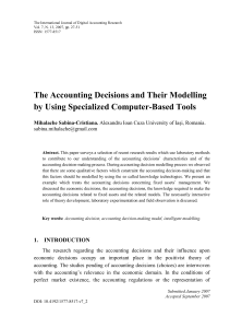 The Accounting Decisions and Their Modelling by Using