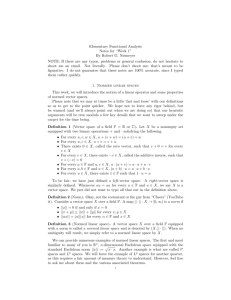 Elementary Functional Analysis Notes for “Week 1” By Robert G