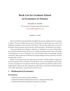 Grad School Book List - The University of Chicago Booth School of