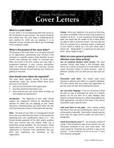 What is a cover letter? What is the purpose of the cover letter? How